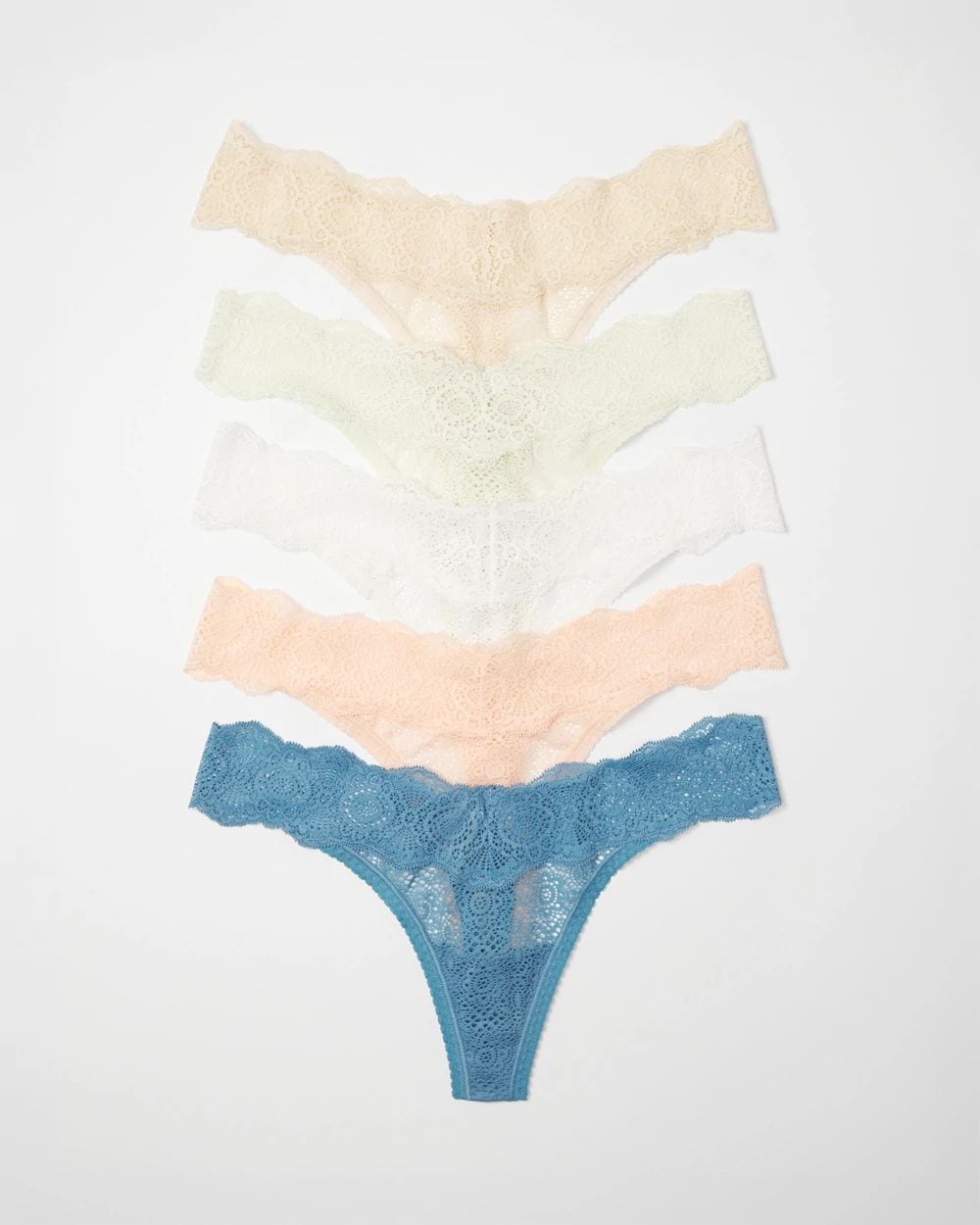 Thong Panty with Crochet Lace 5 Pack