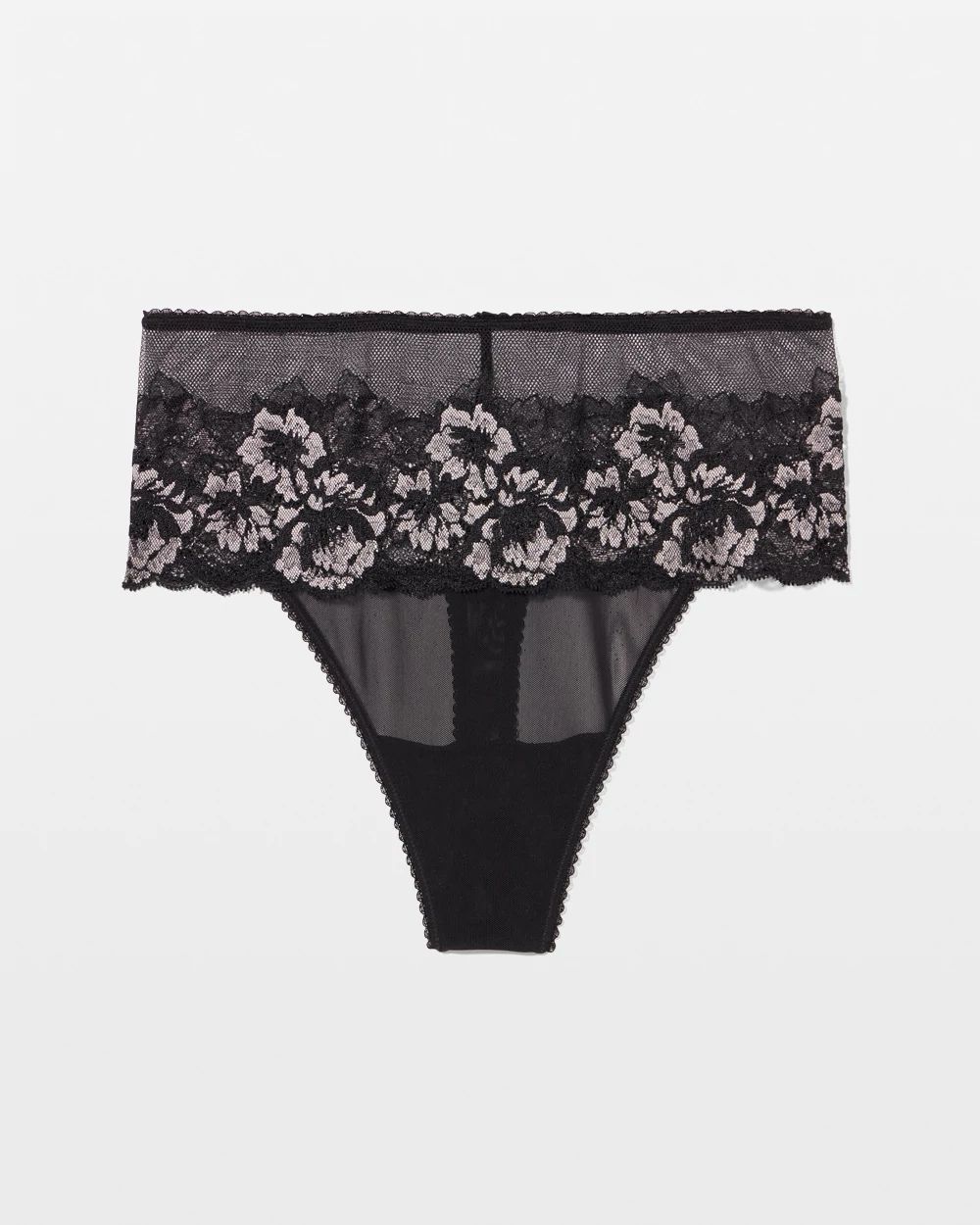 Romantic Lace High-Waist Thong Panty click to view larger image.