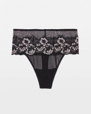 Romantic Lace High-Waist Thong Panty click to view larger image.