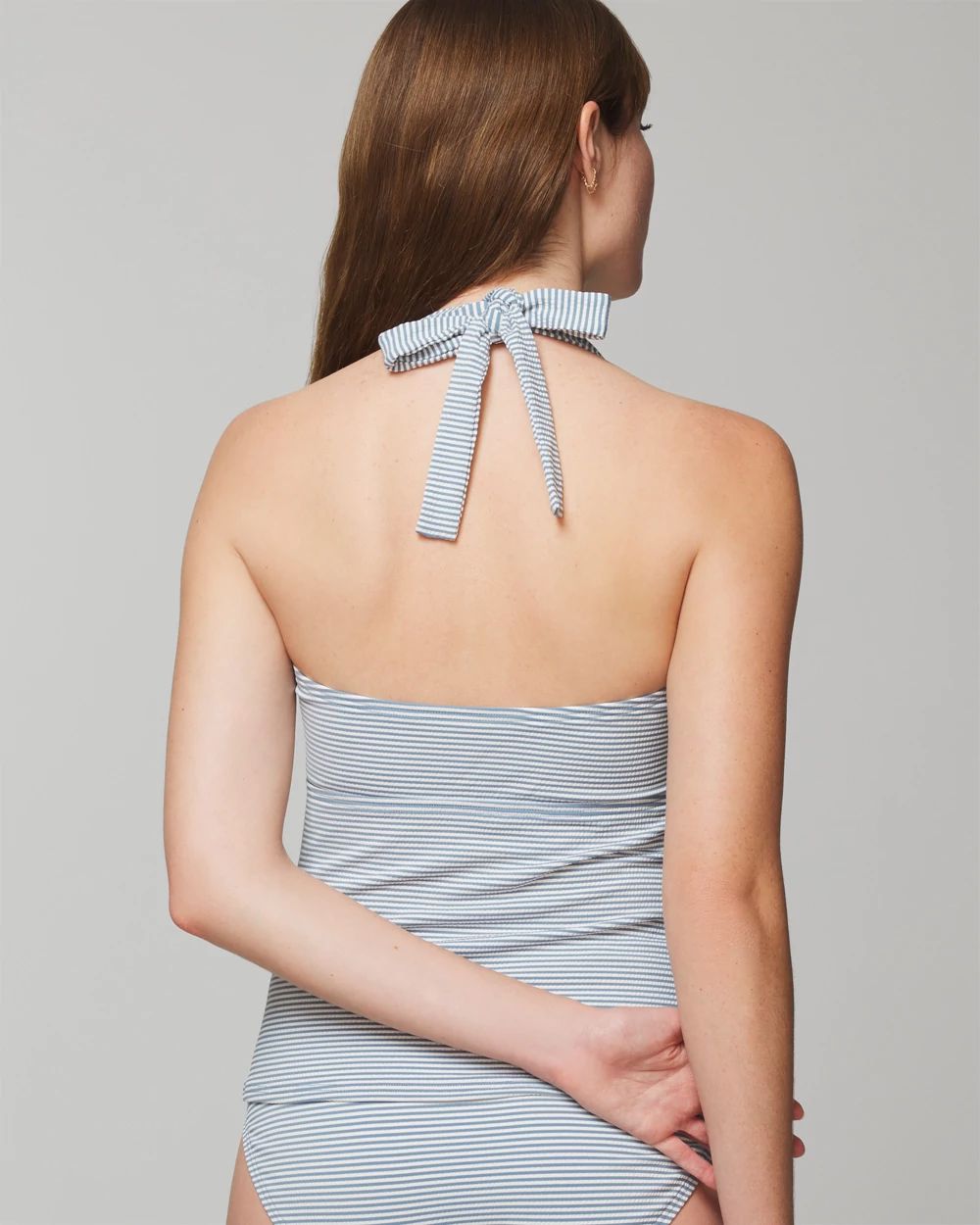 Soma Swim Seersucker V-Wire Halter Tankini