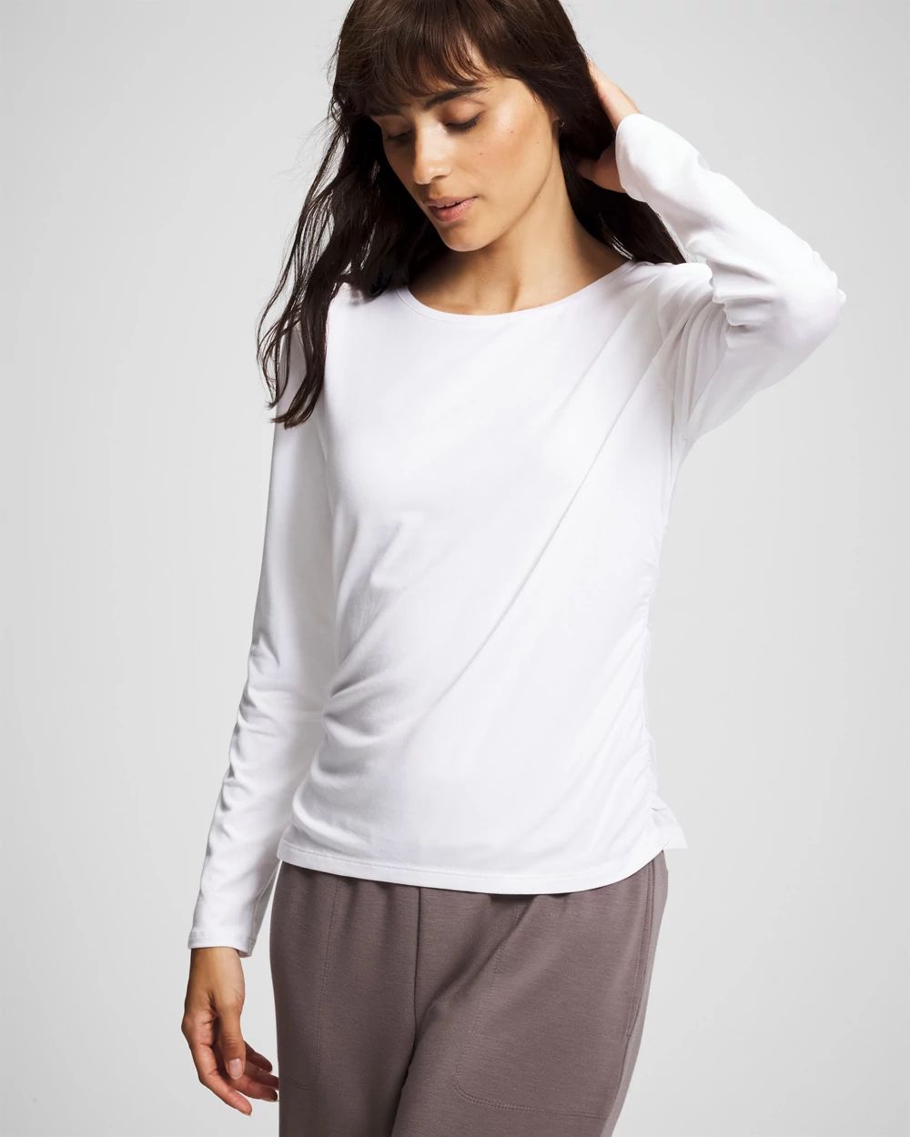 Ruched Long Sleeve Pajama Tee