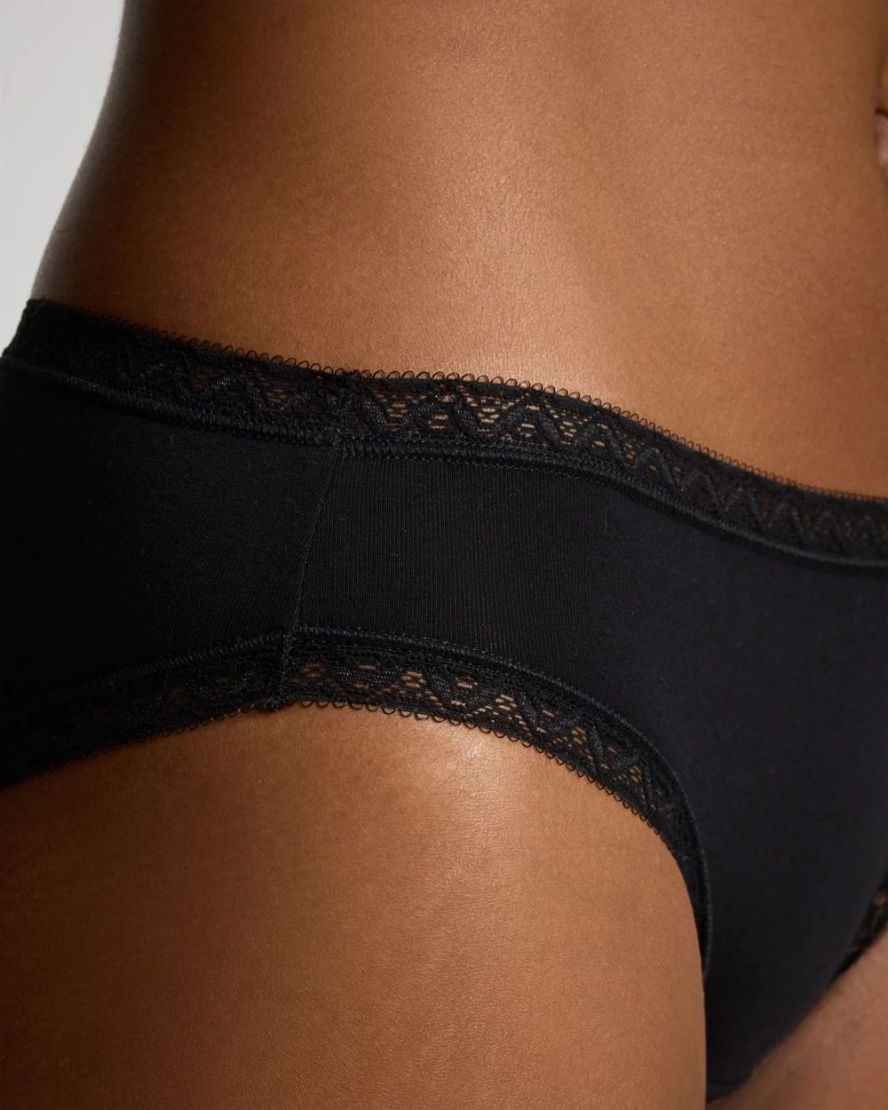 Cotton Hipster Panty with Lace Trim click to view larger image.