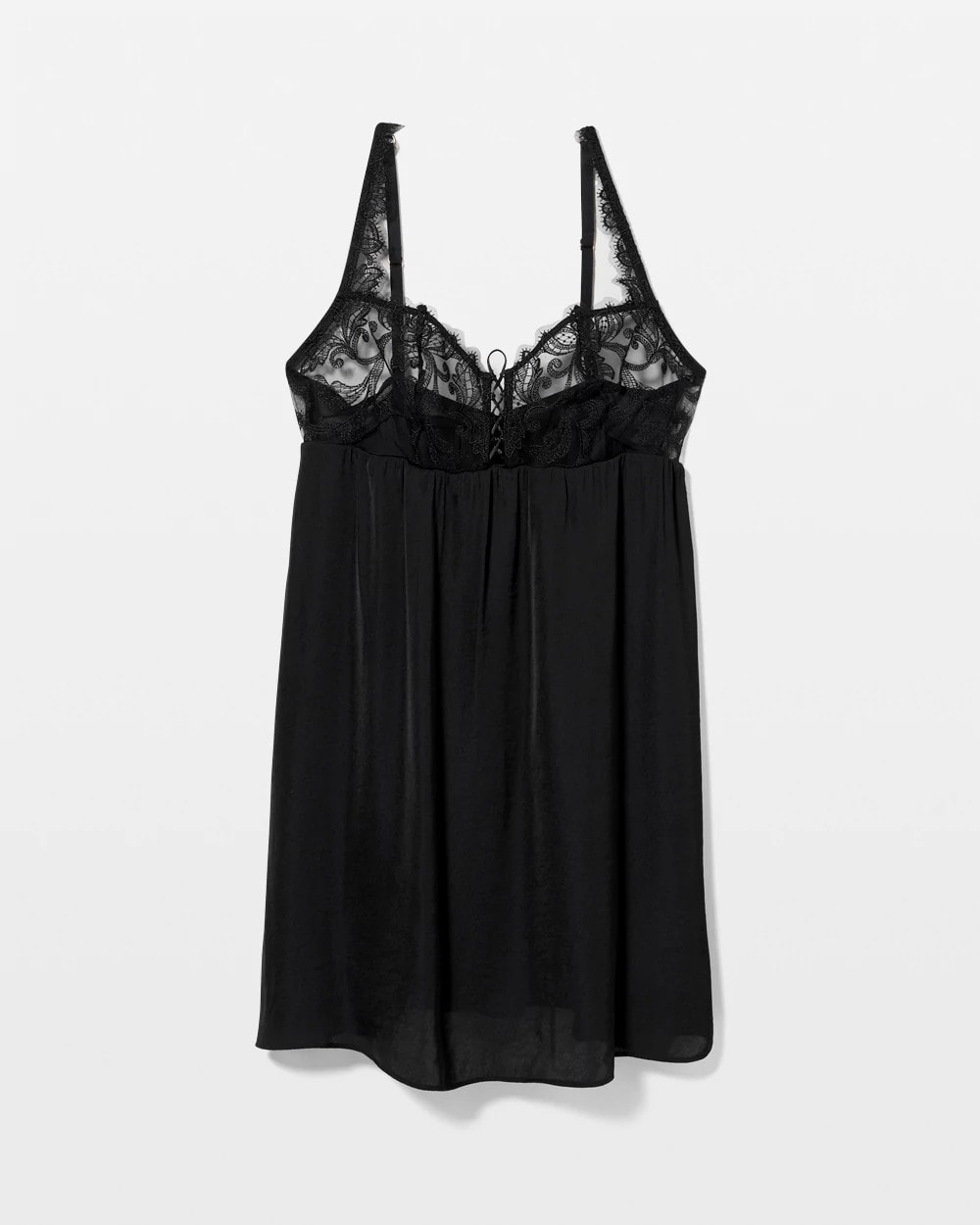 Crinkle Satin + Embroidery Babydoll Chemise