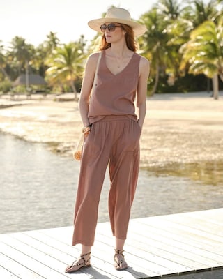 Textured Stripe Relaxed Barrel Pants