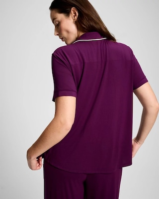 Piped Short Sleeve Notch Collar Pajama Top click to view larger image.