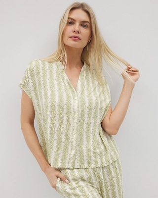 Mandarin Collar Short Sleeve Pajama Top