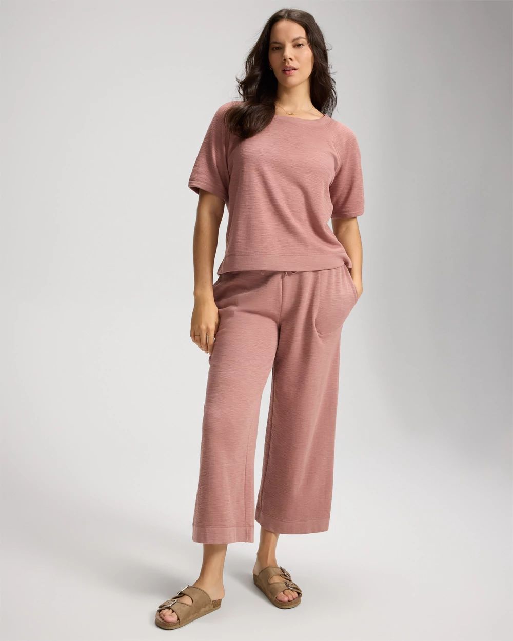 Slub French Terry Relaxed Dolman Sleeve Top click to view larger image.