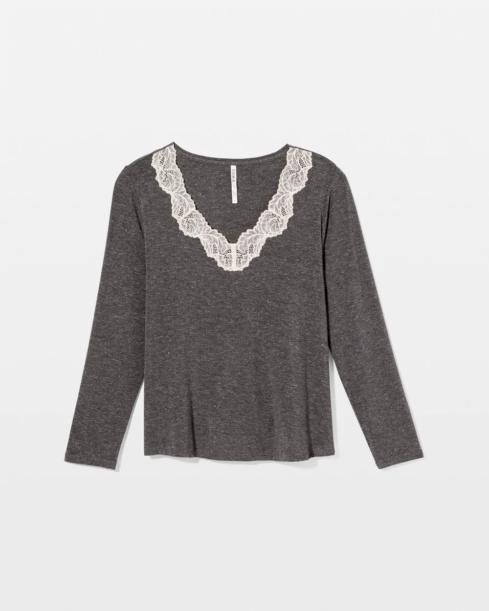 Lace Trim Long Sleeve Pajama Top