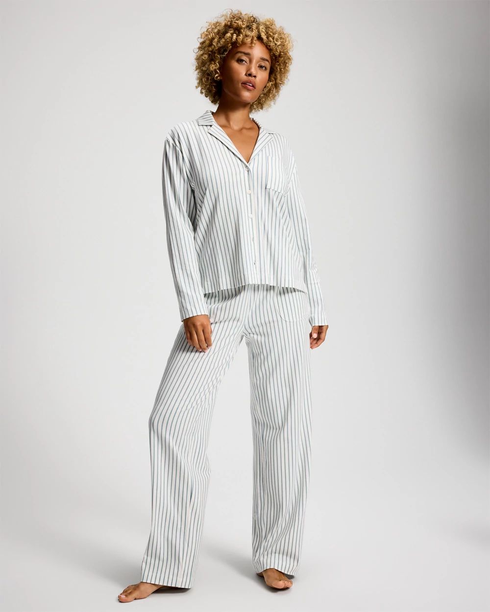 Long-Sleeve Notch Collar Pajama Top click to view larger image.