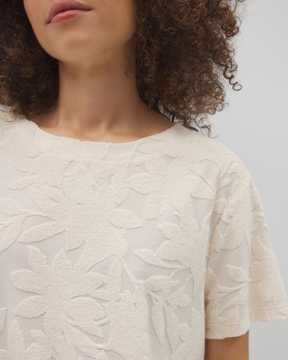 Jacquard Terry Short Sleeve Top