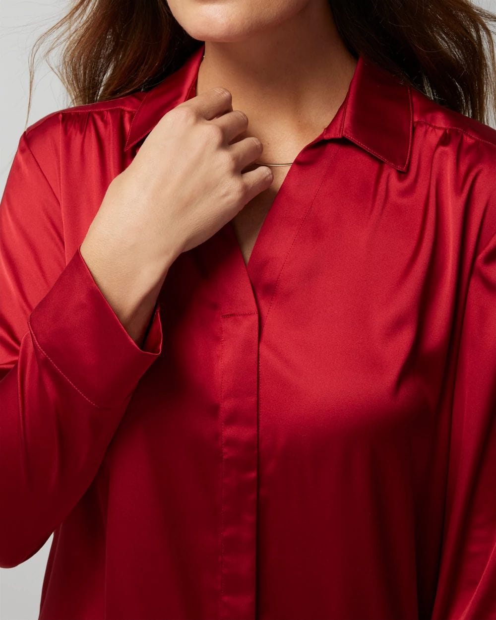Long-Sleeve Collar Pajama Top