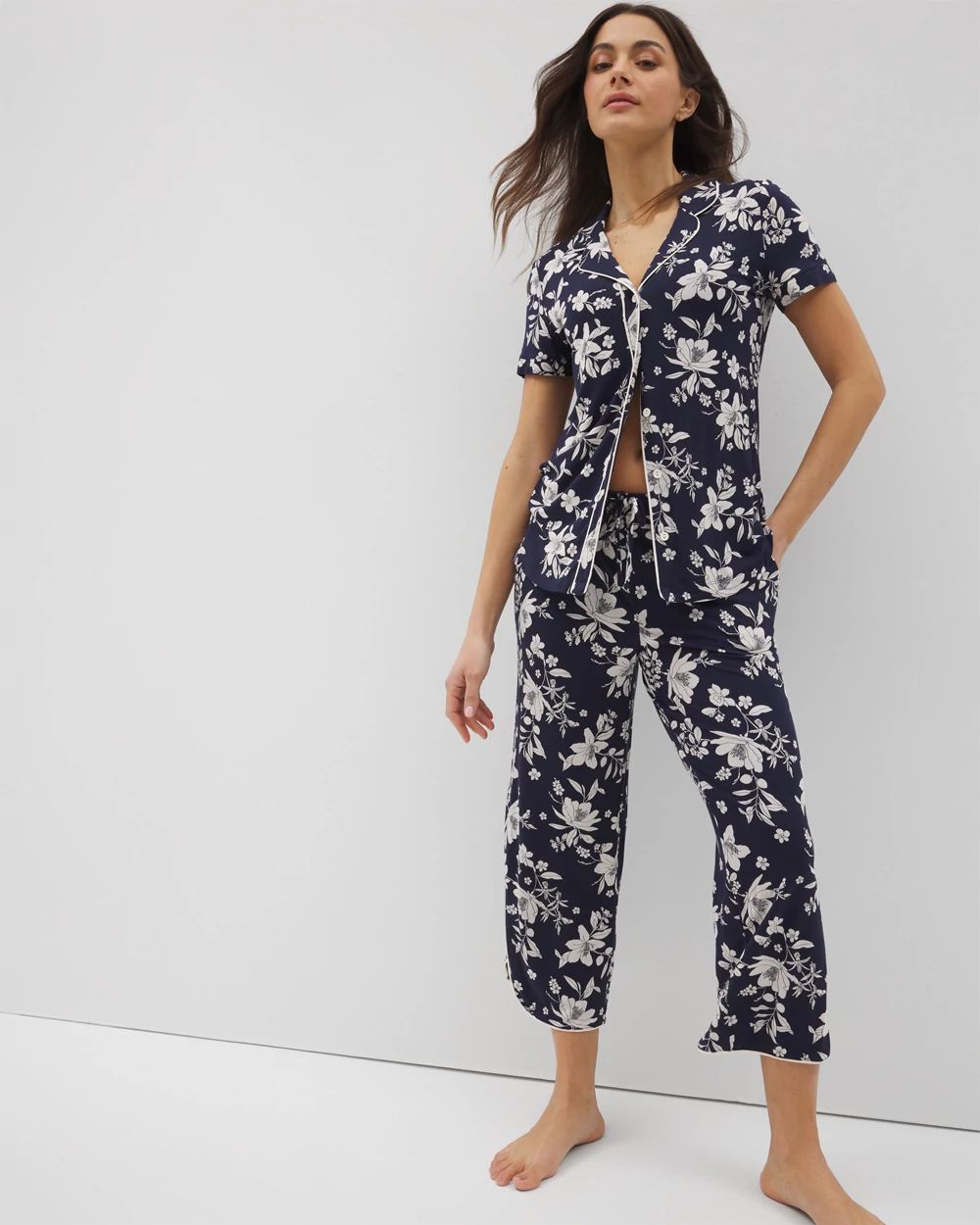 Cool Nights Piped Crop Pajama Pants