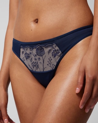 Thong Panty with Wildflower Embroidery