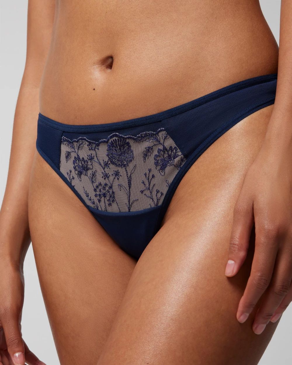 Thong Panty with Wildflower Embroidery
