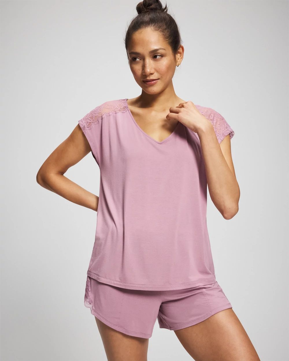 Cool Nights Short Sleeve Lace Pajama Tee