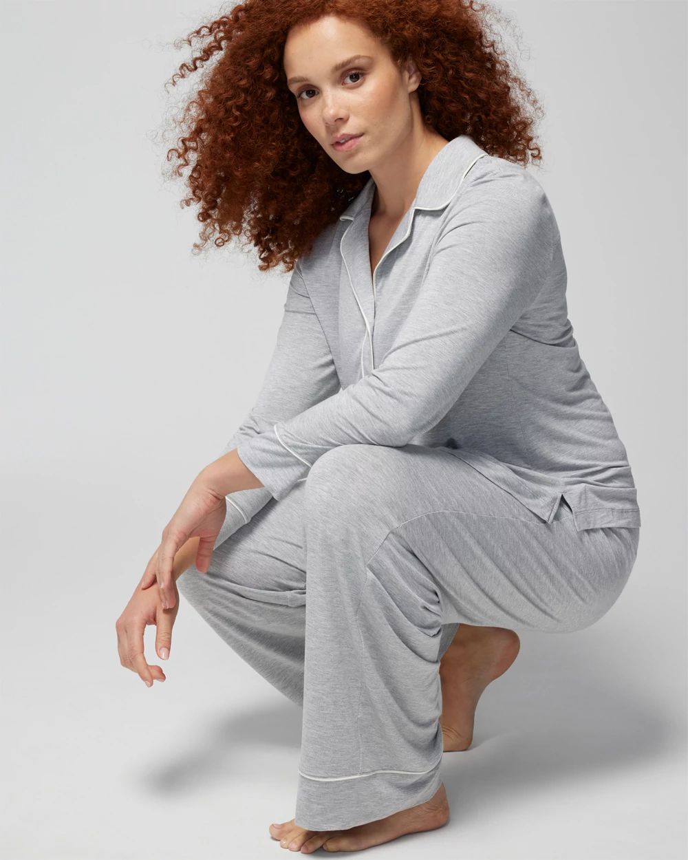 Cool Nights Long-Sleeve Notch Collar Pajama Top