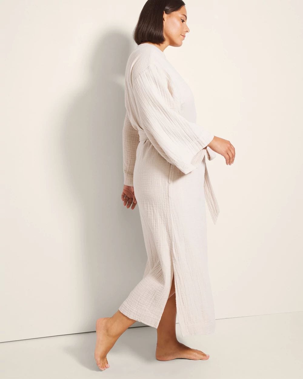 Textured Cotton Long Robe