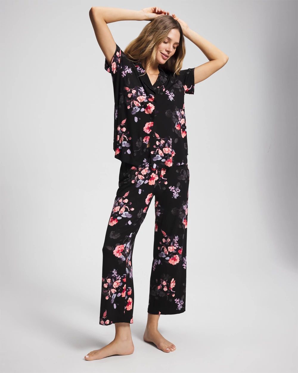 Short Sleeve Notch Collar Pajama Top click to view larger image.
