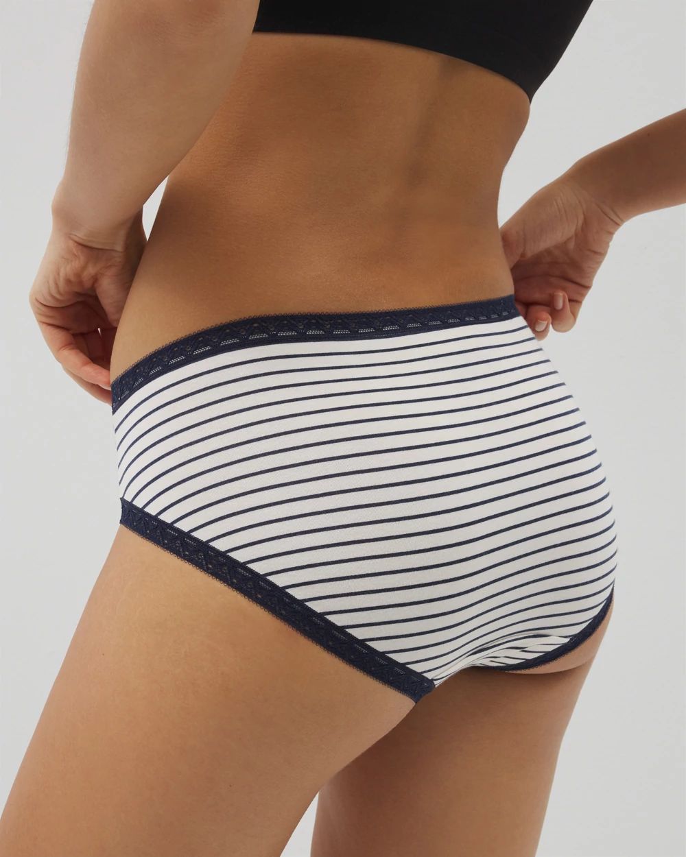 Cotton High-Leg Brief Panty with Lace Trim