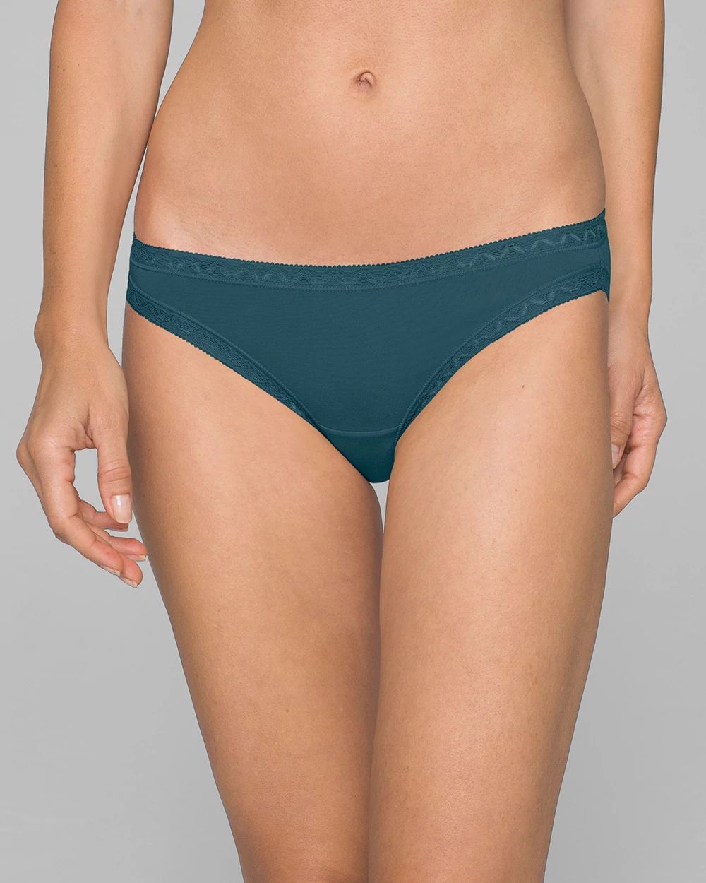 Cotton Bikini Panty with Lace Trim
