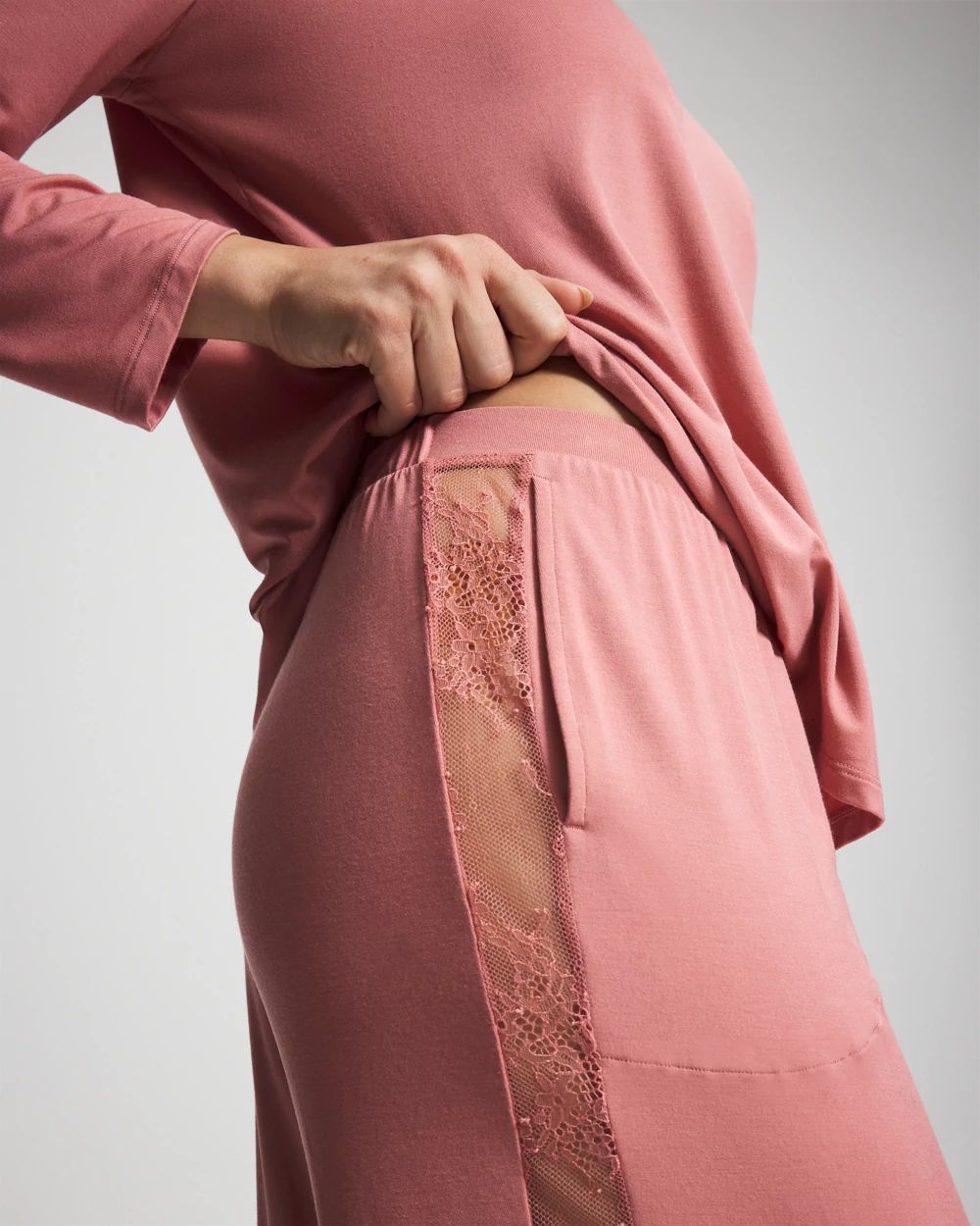 Lace Relaxed Wide Leg Pajama Pant click to view larger image.