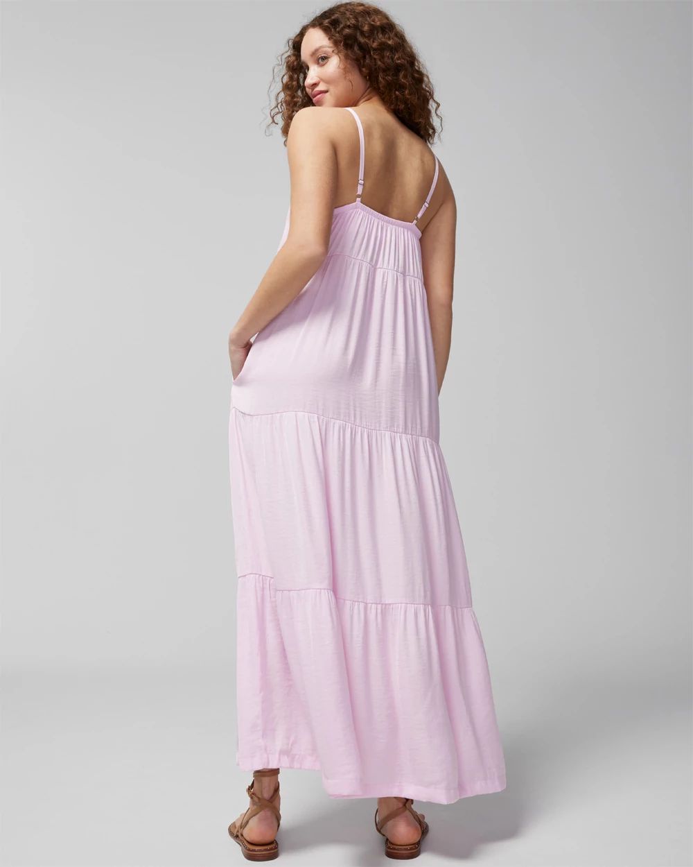 Tiered Satin Maxi Bra Dress click to view larger image.