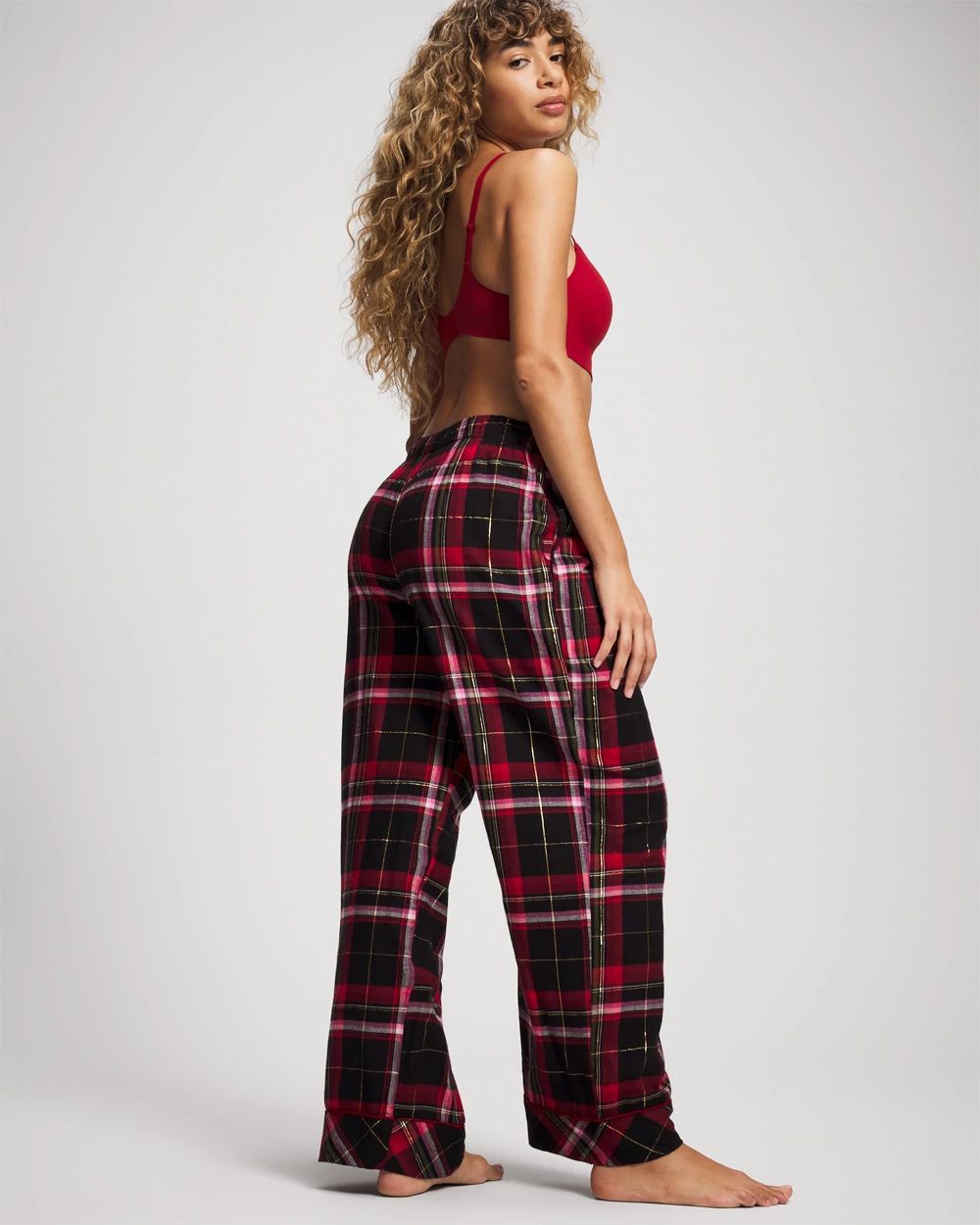 Flannel Velvet Piped Relaxed Pajama Pant