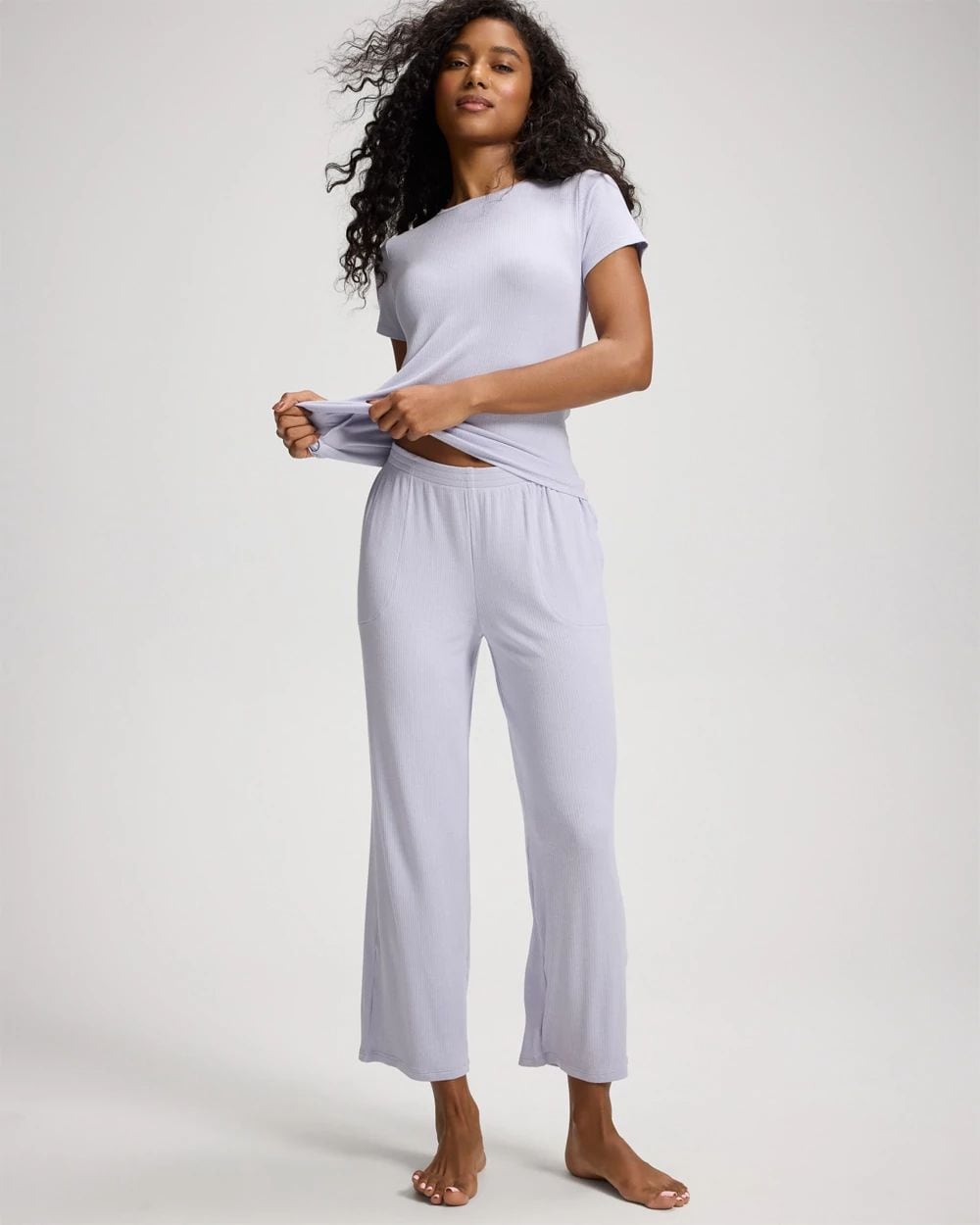 Lightweight Rib Knit Crop Pajama Pants