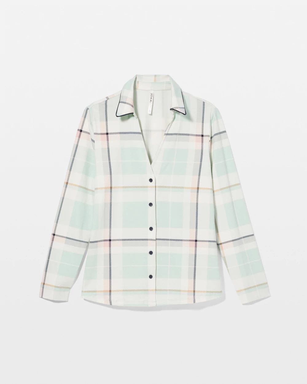 Long-Sleeve Notch Collar Pajama Top click to view larger image.
