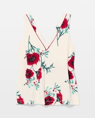 Piped Notch Collar Pajama Tank Top click to view larger image.