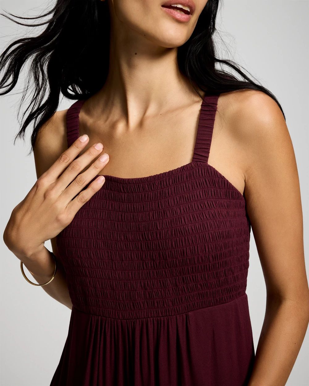 Soft Jersey Smocked Bodice Maxi Bra Dress