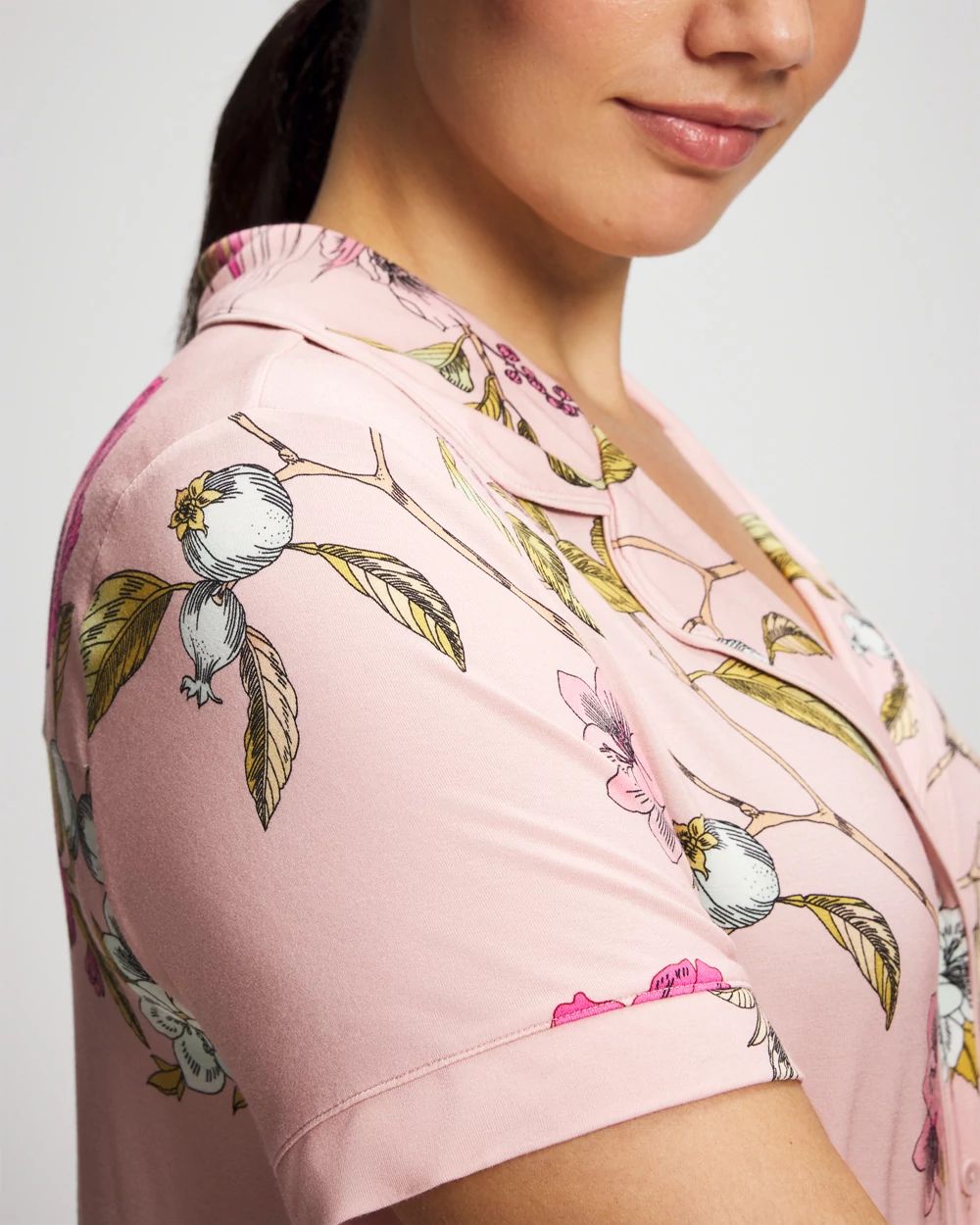 Cool Nights Printed Short Sleeve Notch Collar