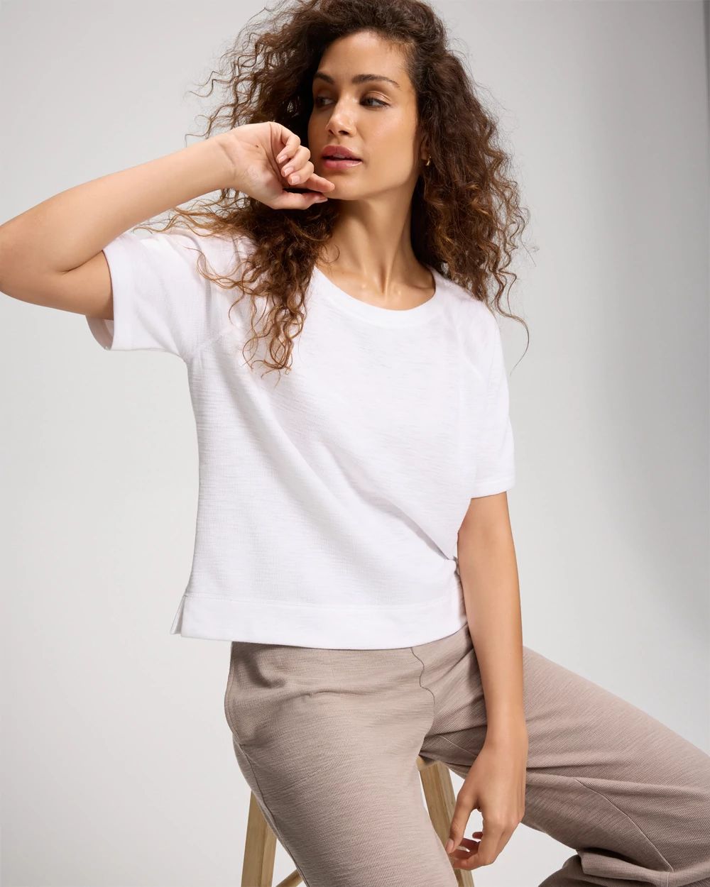 Slub French Terry Relaxed Dolman Sleeve Top click to view larger image.