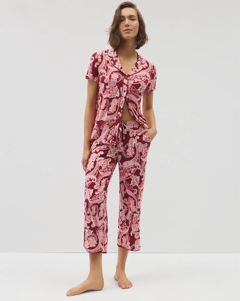 Cool Nights Piped Crop Pajama Pants