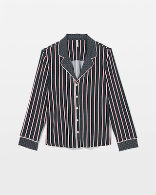Cool Nights Long Sleeve Notch Collar with Piped Placket Pajama Top click to view larger image.