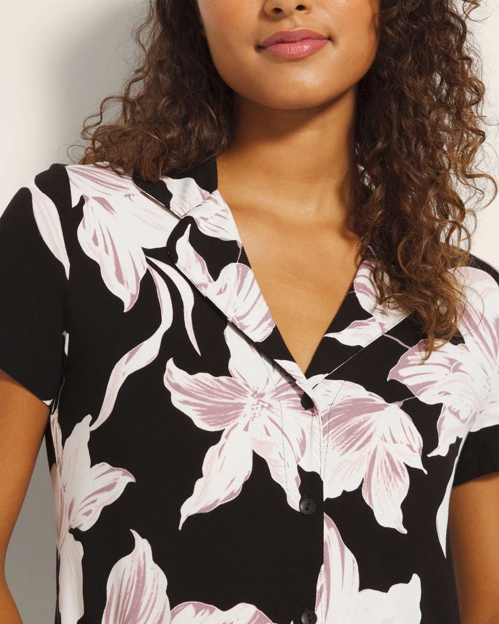 Cool Nights Short Sleeve Notch Collar Pajama Top