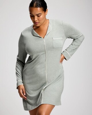 Piped Long-Sleeve Sleepshirt