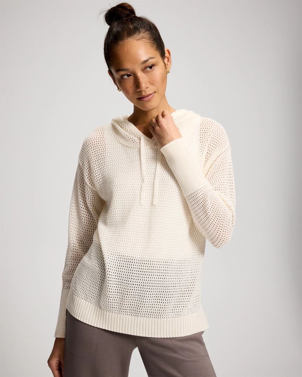 Recycled Yarn Open Stitch Hoodie