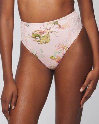 High-Waist Thong Panty With Lace