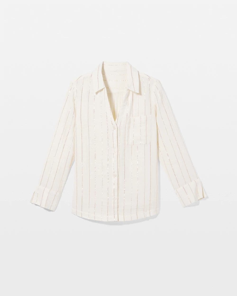 Cotton Gauze Long Sleeve Notch Collar Pajama Top