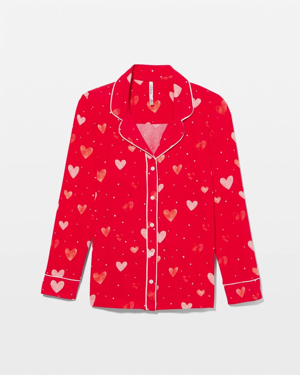 Long-Sleeve Printed Notch Collar Pajama Top click to view larger image.