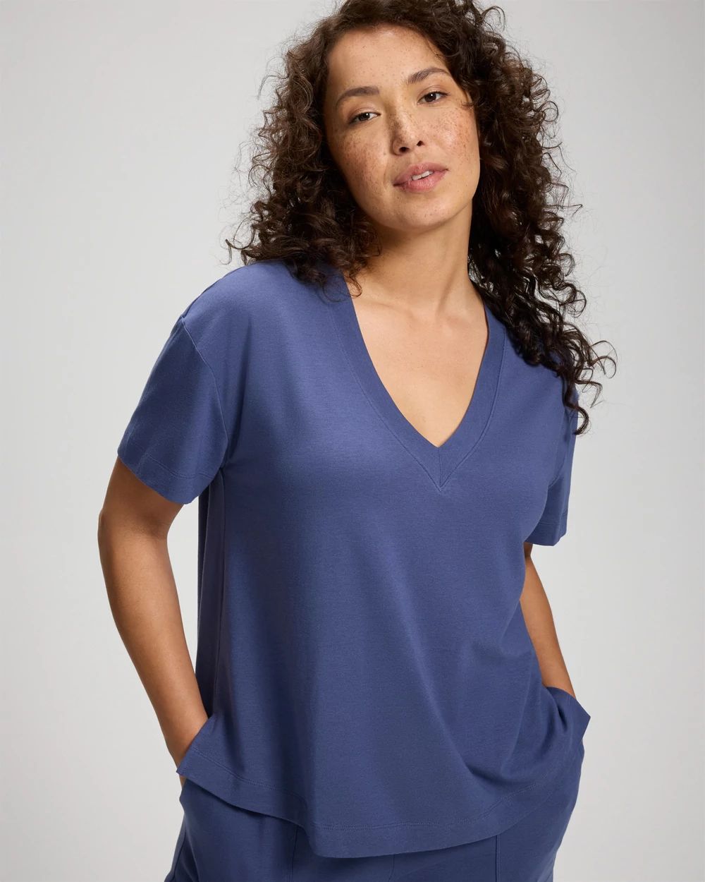 Most Loved Cotton Relaxed V-Neck Short Sleeve Pajama Tee