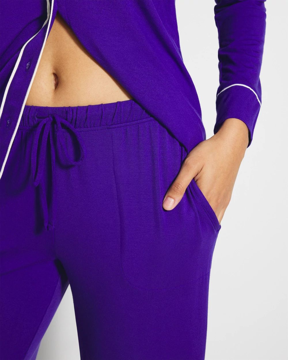 Cool Nights Solid Piped Pajama Pants