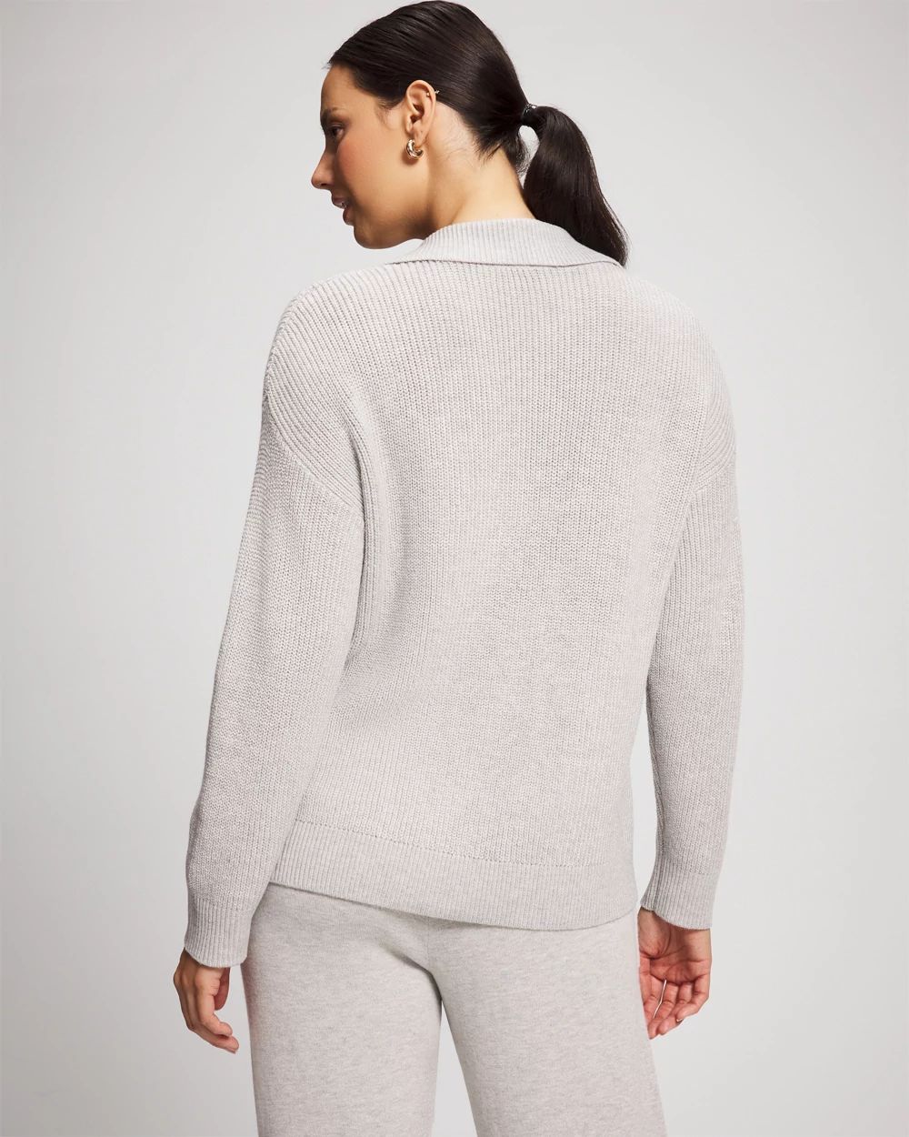 Premier Knit Cable Knit Collared Sweater click to view larger image.