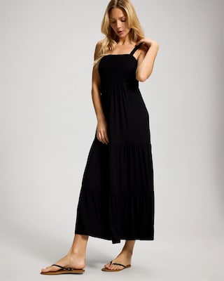 Soft Jersey Smocked Bodice Maxi Bra Dress