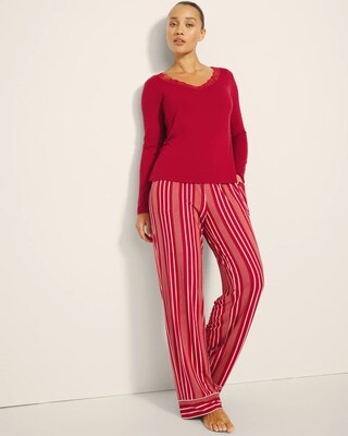 Lace Trim Long-Sleeve Pajama Top click to view larger image.