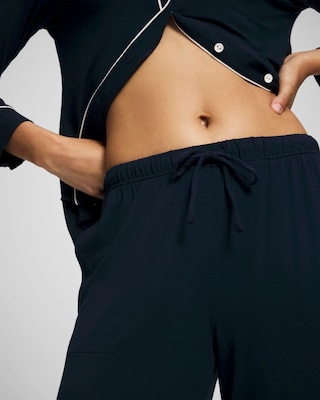 Solid Piped Pajama Pants click to view larger image.