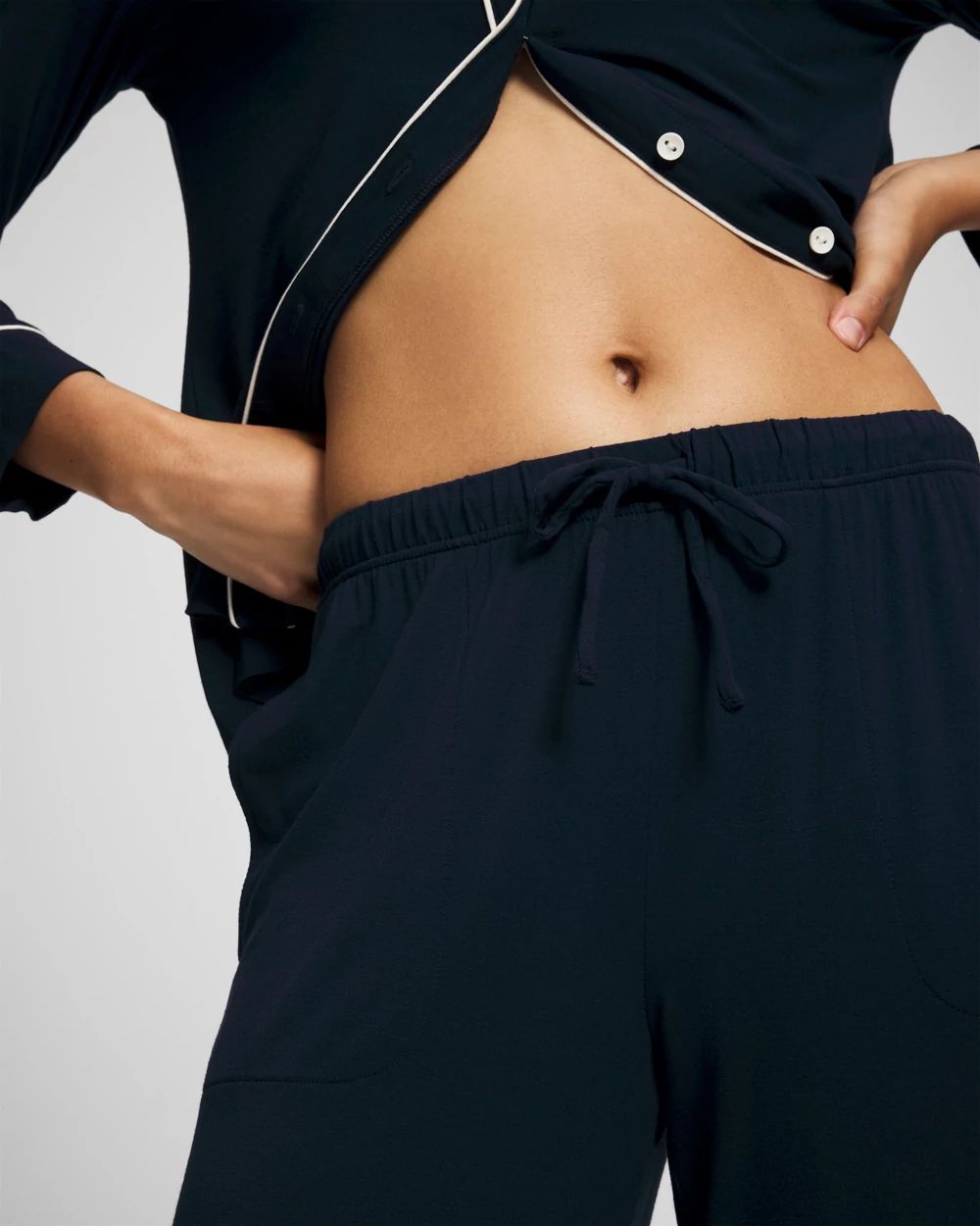 Cool Nights Solid Piped Pajama Pants