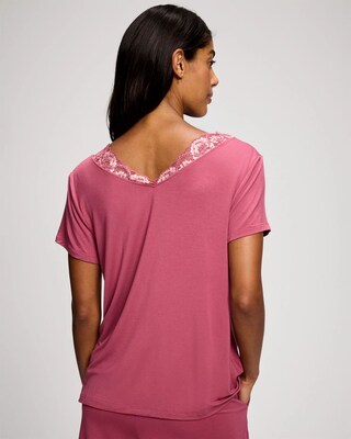 Romantic Lace Short Sleeve Pajama Top click to view larger image.