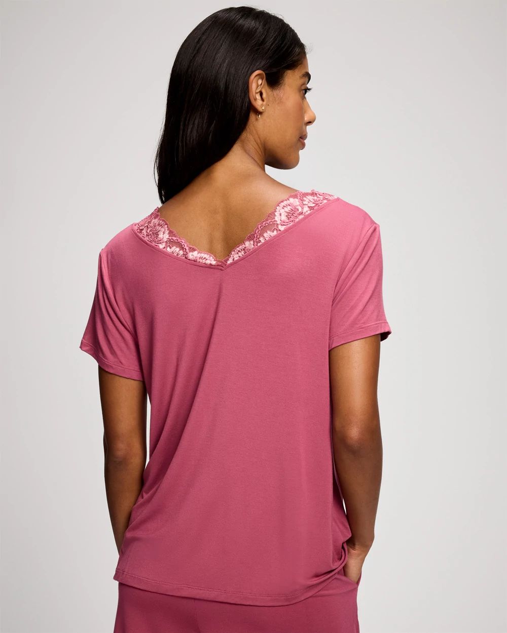 Romantic Lace Short Sleeve Pajama Top click to view larger image.
